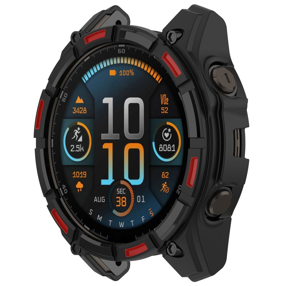 Garmin Tactix 8 Solar (51mm) - Bumper Plastik Cover - Sort / Rød