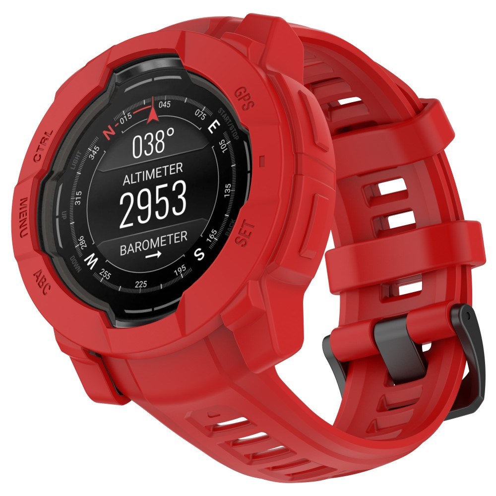 Garmin Instinct 3 AMOLED / Solar (45mm) - Bumper Silikone Cover - Rød