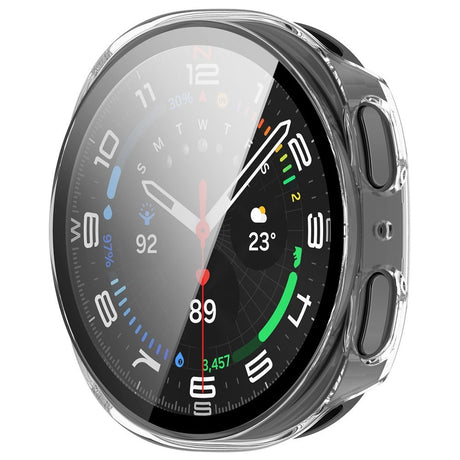 Samsung Galaxy Watch 8 (44mm) Hårdt Plastik Cover - Indbygget Skærmbeskyttelse - Gennemsigtig