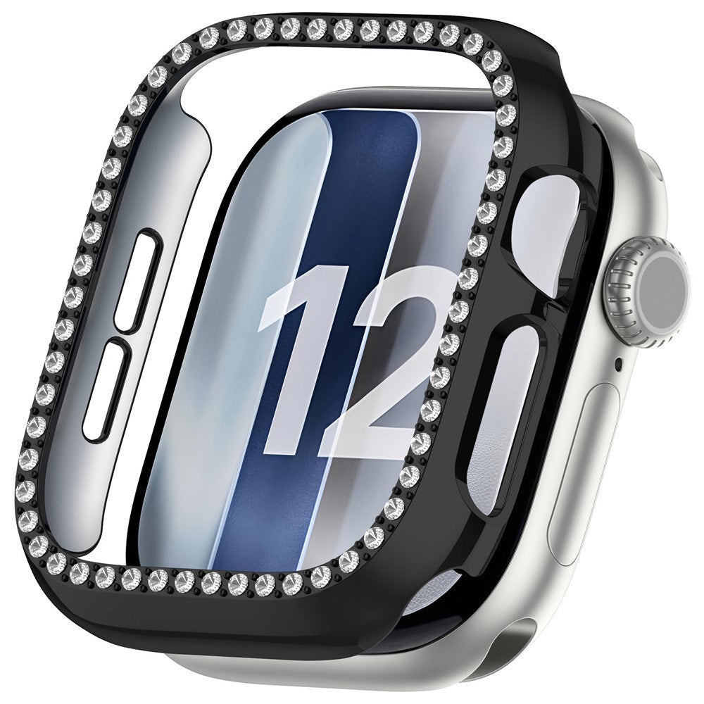 Apple Watch Series 12 (42mm) Hårdt Plast Case - Sort & Rhinsten