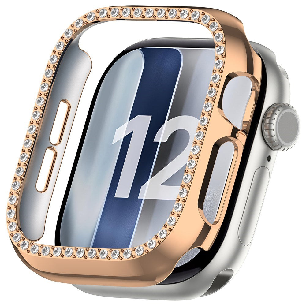 Apple Watch Series 12 (42mm) Hårdt Plast Case - Rose Gold & Rhinsten