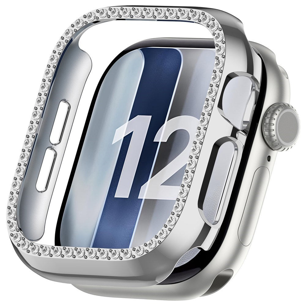Apple Watch Series 12 (42mm) Hårdt Plast Case - Sølv & Rhinsten