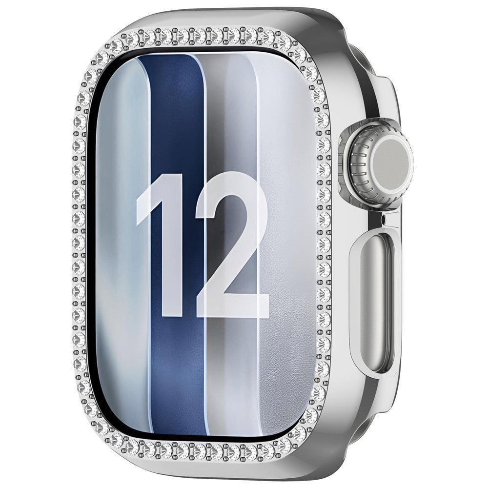 Apple Watch Series 12 (46mm) Hårdt Plast Case - Sølv & Rhinsten