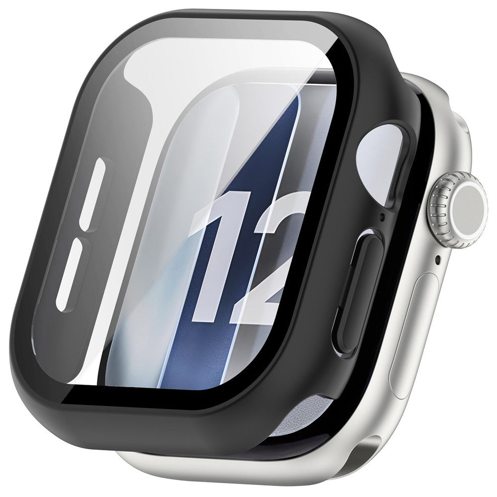 Apple Watch Series 12 (42mm) Case m. Indbygget Hærdet Glas Skærmbeskyttelse - Sort