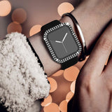 Apple Watch SE/6/5/4 (44 mm) hardplastdeksel m. Innebygd skjermbeskytter - Black &amp; Rhinestone