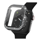 Apple Watch SE/6/5/4 (44 mm) hardplastdeksel m. Innebygd skjermbeskytter - Black &amp; Rhinestone