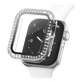 Apple Watch SE/6/5/4 (44 mm) hardplastdeksel m. Innebygd skjermbeskytter - Transparent &amp; Rhinestone