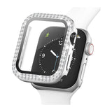 Apple Watch SE/6/5/4 (40 mm) deksel av hardplast m. Innebygd skjermbeskytter - Sølv og Rhinestone