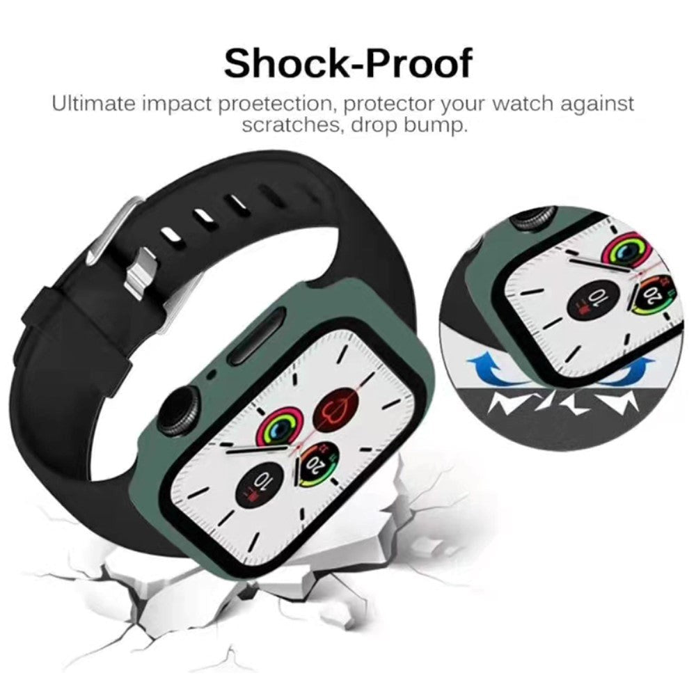 Apple Watch 9/8/7 (45 mm) deksel i hard plast m. Innebygd skjermbeskytter - Grønn