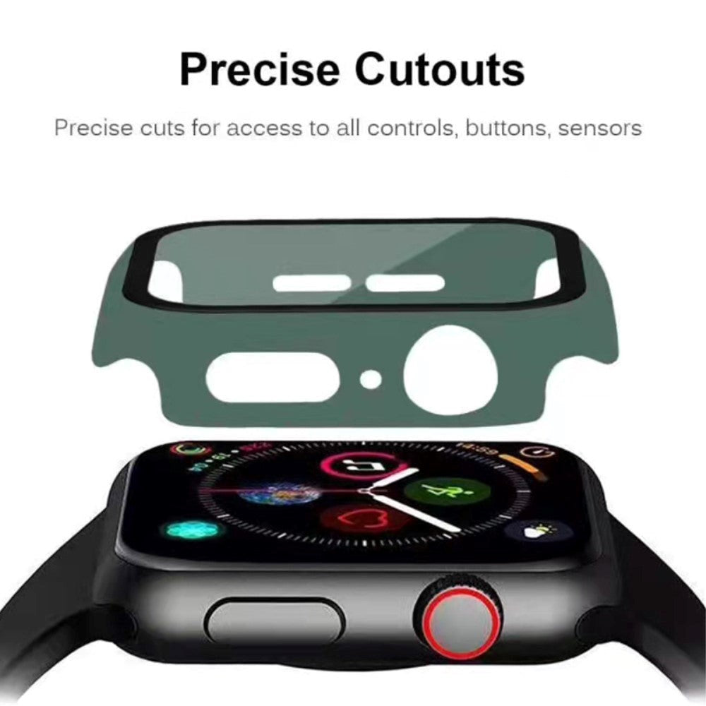 Apple Watch 9/8/7 (45 mm) deksel i hard plast m. Innebygd skjermbeskytter - Grønn
