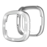 Fitbit Versa 4 / Sense 2 deksel i hardplast - Sølv og Rhinestone