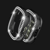 Fitbit Versa 4 / Sense 2 deksel i hardplast - Sølv og Rhinestone