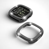 Fitbit Versa 4 / Sense 2 deksel i hardplast - Sølv og Rhinestone
