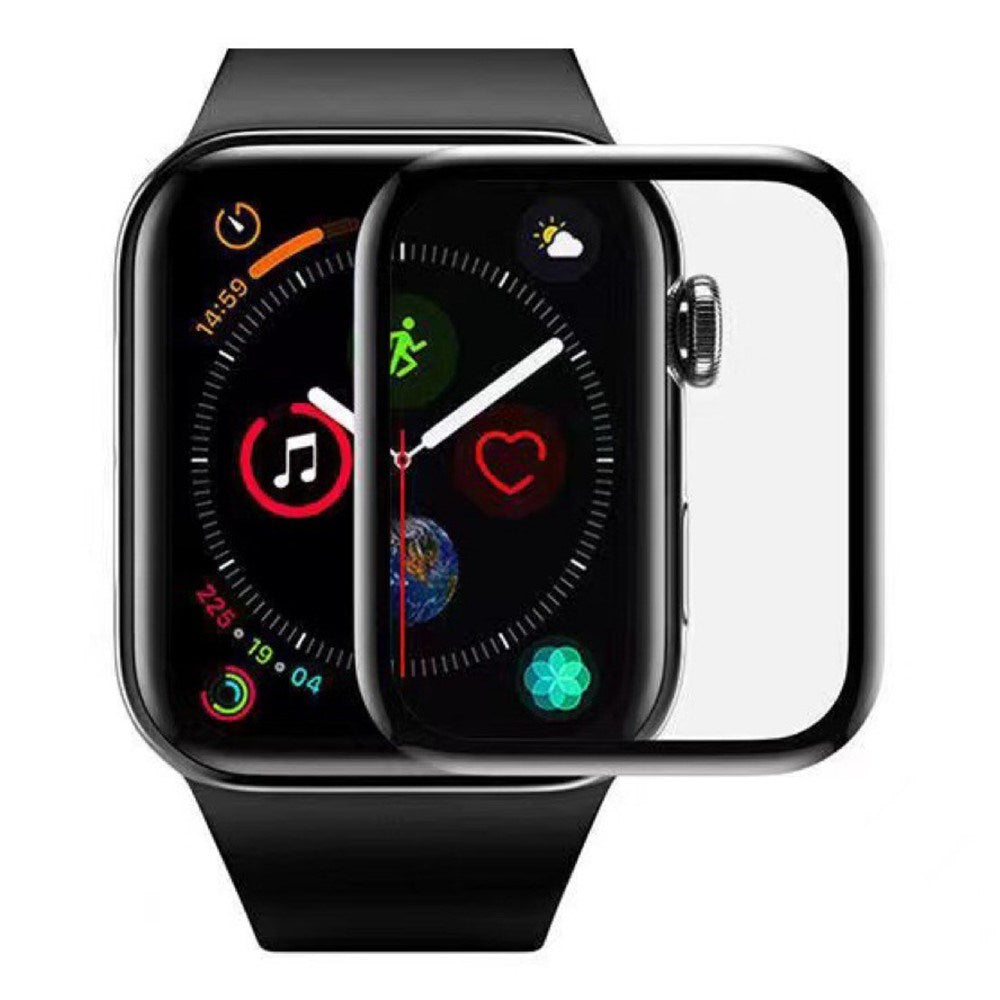Apple Watch SE / 6 / 5 / 4 (44mm) Full Fit Beskyttelsesfilm - Installationsværktøj - Gennemsigtig / Sort