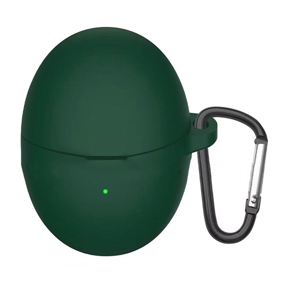 Huawei FreeBuds 6 Silikone Case m. Karabinhage - Mørkegrøn