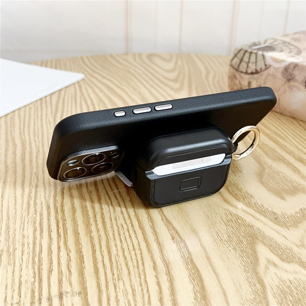 Apple AirPods Pro (3. gen.) Mønstret Plast Cover - Spejl & Ståfunktion - Leopard / Sort