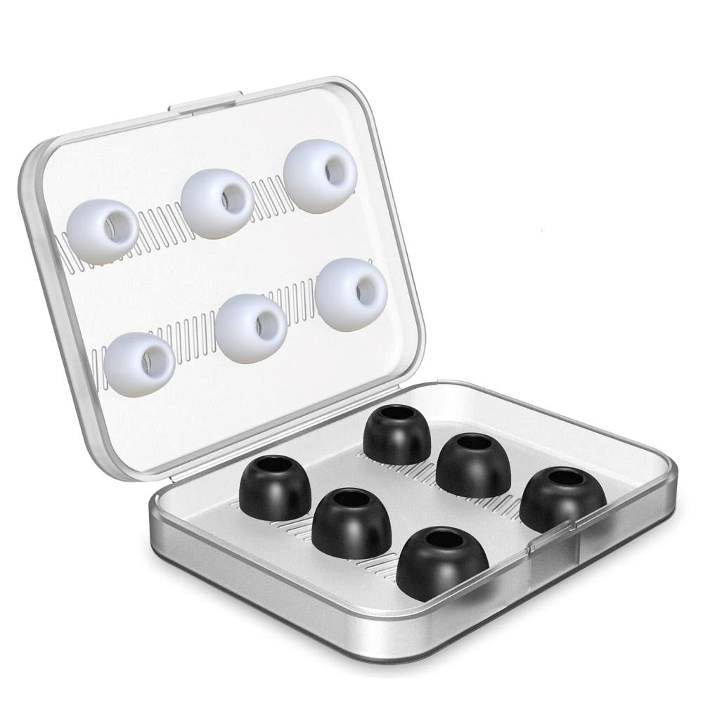 NYE BEE ørepropper for AirPods Pro S / M / L - 6 par - Hvit / Svart