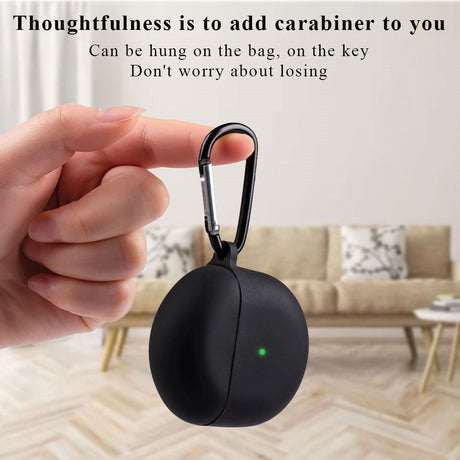 OnePlus Buds silikondeksel med karabinkrok - Hvit