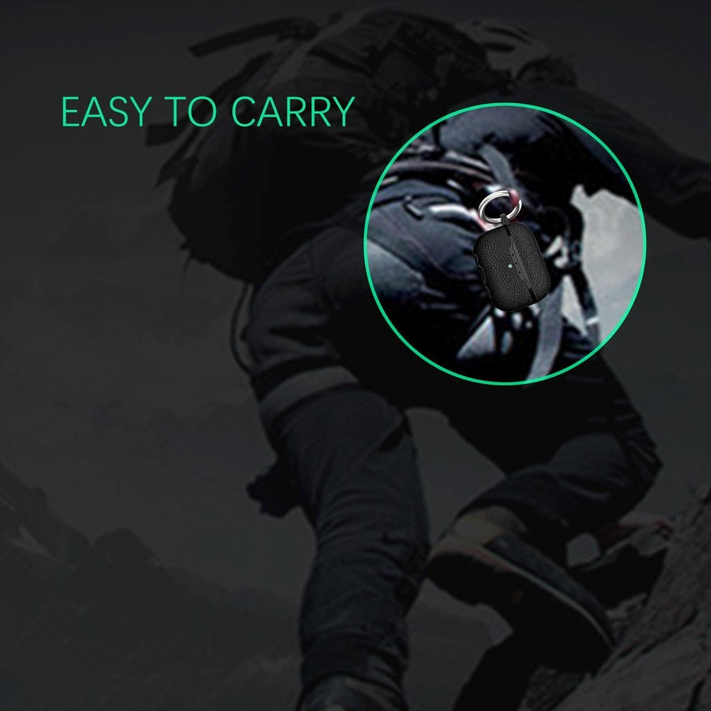 Apple AirPods Pro 2. generasjon (2022) plastdeksel m. Litchi skinn tekstur og nøkkelring - svart