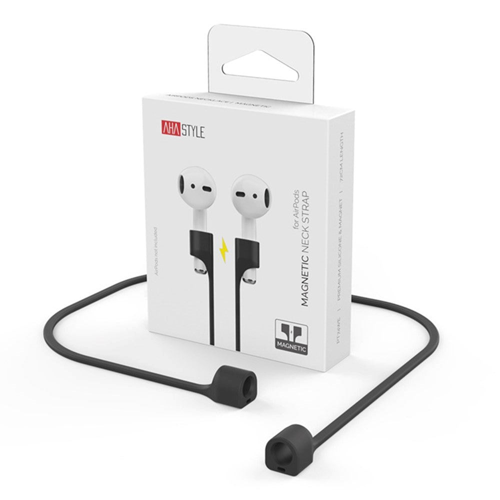 AirPods / AirPods Pro Fleksibel Magnetisk Silikon Halsstropp - Svart