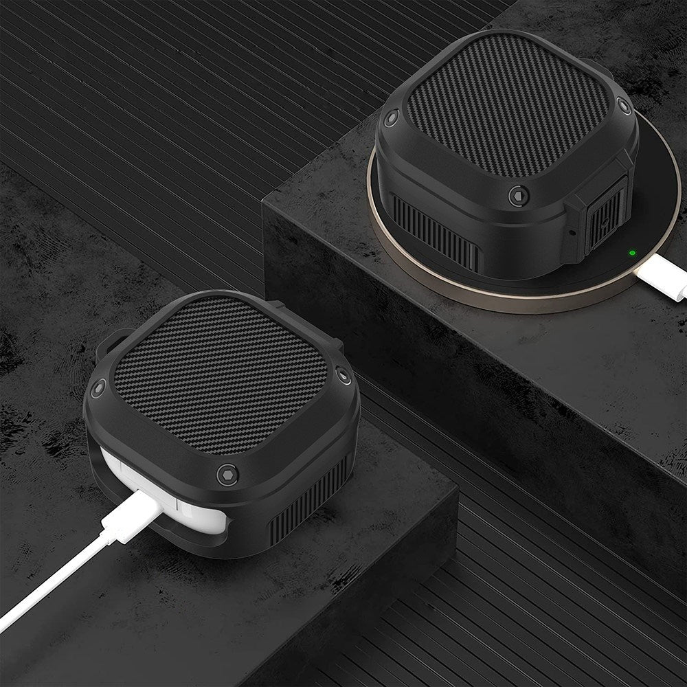 Samsung Galaxy Buds2 / Buds2 Pro / Buds Pro / Buds Live Hybrid Cover m. Karabinhage - Lysegrøn