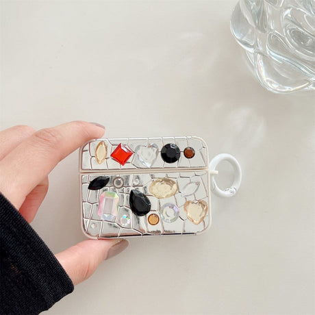 Apple AirPods Pro (1. gen.) Fleksibelt plastdeksel m. Perleutsmykning - Sølv