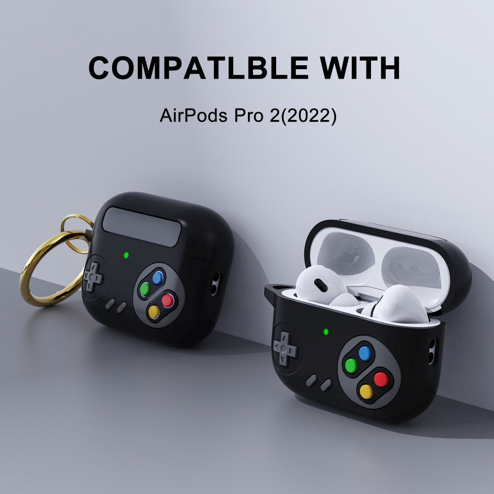 Apple Airpods Pro 2nd Gen (2022) Silikondeksel Spillkonsoll m. Karabinhage - Grå