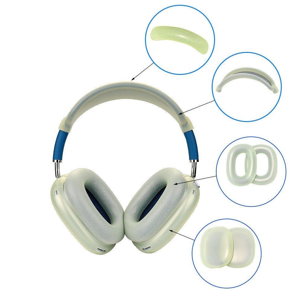 AirPods Max fleksibelt silikondeksel m. Ørekrokbeskytter - Gjennomsiktig / Grønn