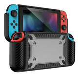 Nintendo Switch OLED plastbakdeksel m. Ergonomisk grep - Svart / Gjennomsiktig