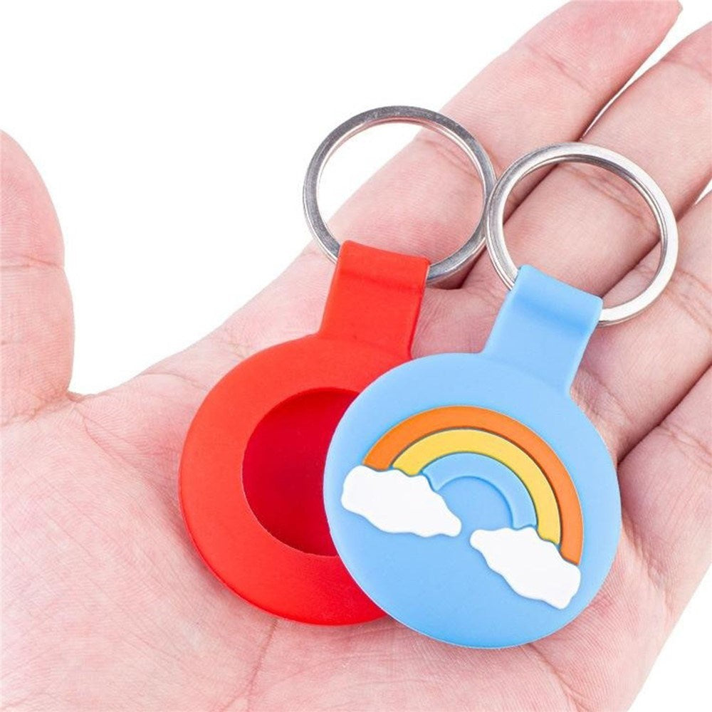 Apple AirTag Silikone Cover - inkl. Karabinhage - Rød Regnbue