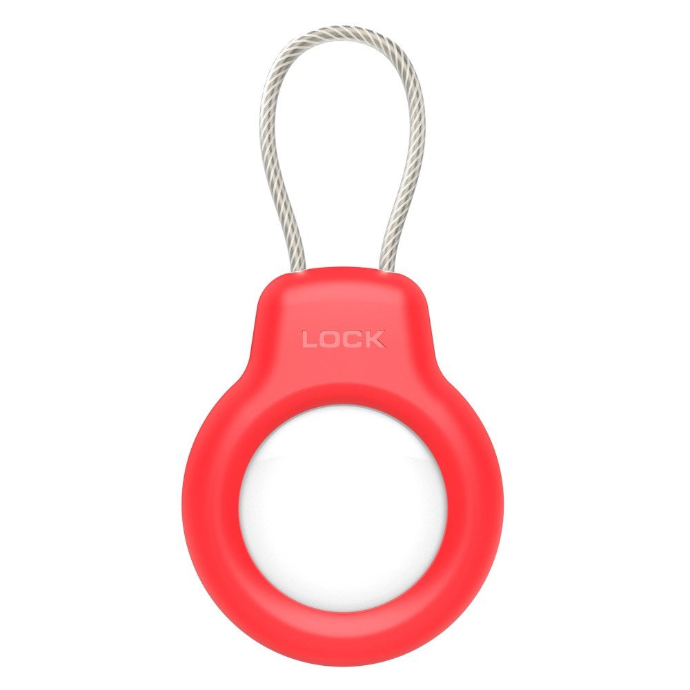 AirTag Cover m. Stålwire - Hårdt Plastik - Rød