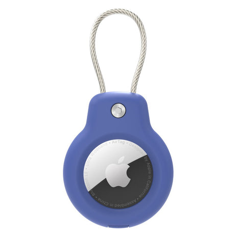 AirTag Cover m. Stålwire - Hårdt Plastik - Blå