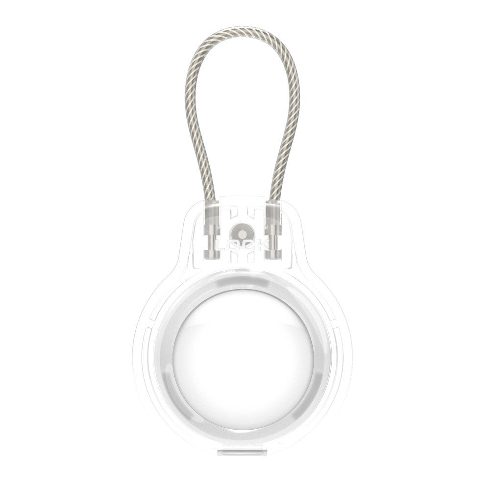 AirTag Cover m. Stålwire - Hårdt Plastik - Gennemsigtig