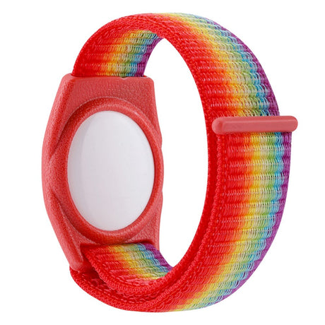 AirTag Fabric Kids Strap - Rainbow - Rød