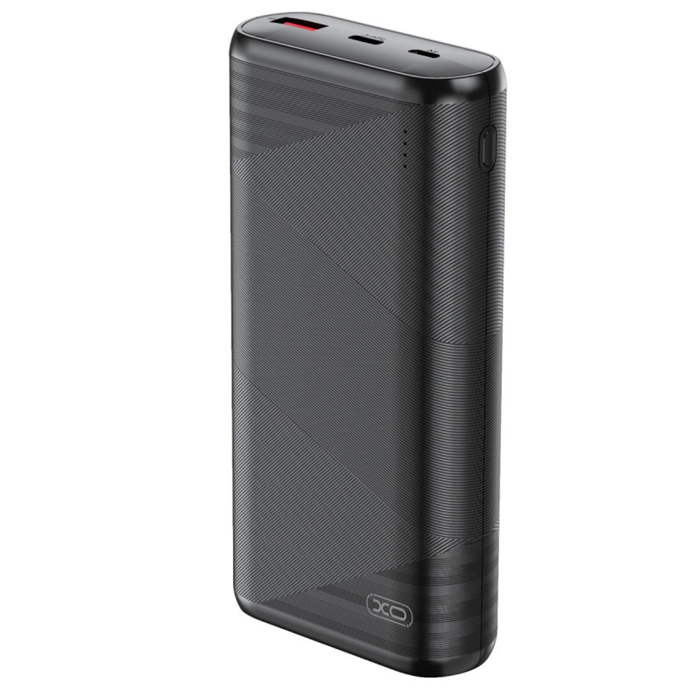 XO Powerbank m. 1 x USB-A QC 18W og 1 x USB-C PD 20W - 20 000 mAh - Svart