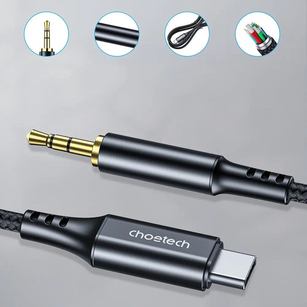 Choetech USB-C til 3.5mm Minijack Kabel - 1m - Sort