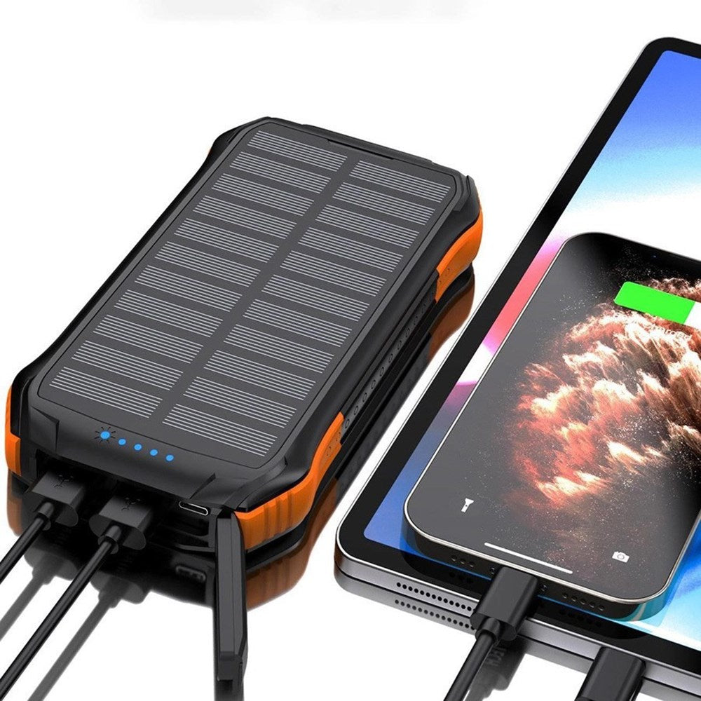 Choetech Powerbank med solcelle - 2 x USB-A 10W &amp; Qi-lading - 10 000 mAh - Svart