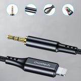 Choetech Lightning til 3.5mm Minijack Kabel - 2m - Sort