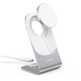 Choetech MagLeap trådløs lader 15W med stativ - MagSafe-kompatibel - Hvit / Sølv