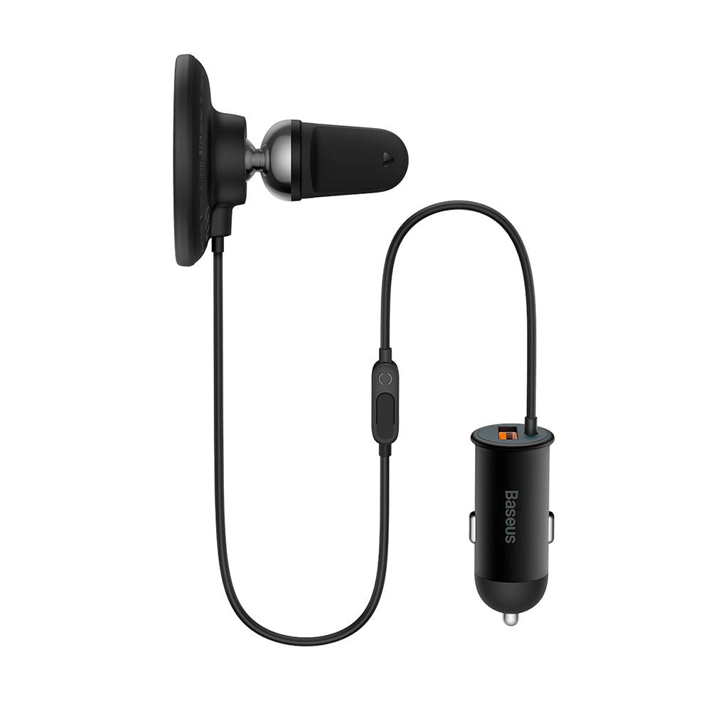 Baseus Magnetisk Biloplader 15W + USB-A 25W - Til Ventilation - MagSafe Kompatibel - Sort