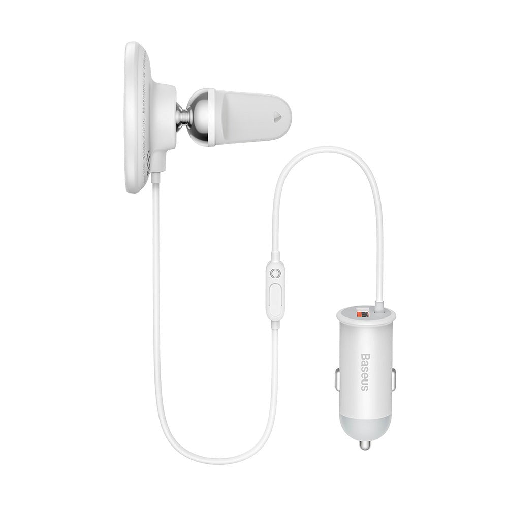 Baseus magnetisk billader 15W + USB-A 25W - For ventilasjon - MagSafe-kompatibel - Hvit