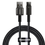 Baseus USB-A til USB-C Kabel m. 100W - 480Mb/s - 1m - Sort