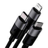 Baseus StarSpeed ​​​​- 3-i-1 18W USB-A multikabel m. USB-C, Lightning &amp; Micro-USB - 1,2 meter - Svart