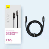 Baseus USB-C til USB-C Kabel m. 240W - 480Mb/s - 3m - Sort