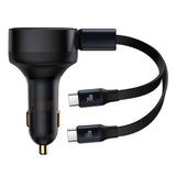 Baseus 33W billader m. 2 x uttrekkbar USB-C-kabel - svart