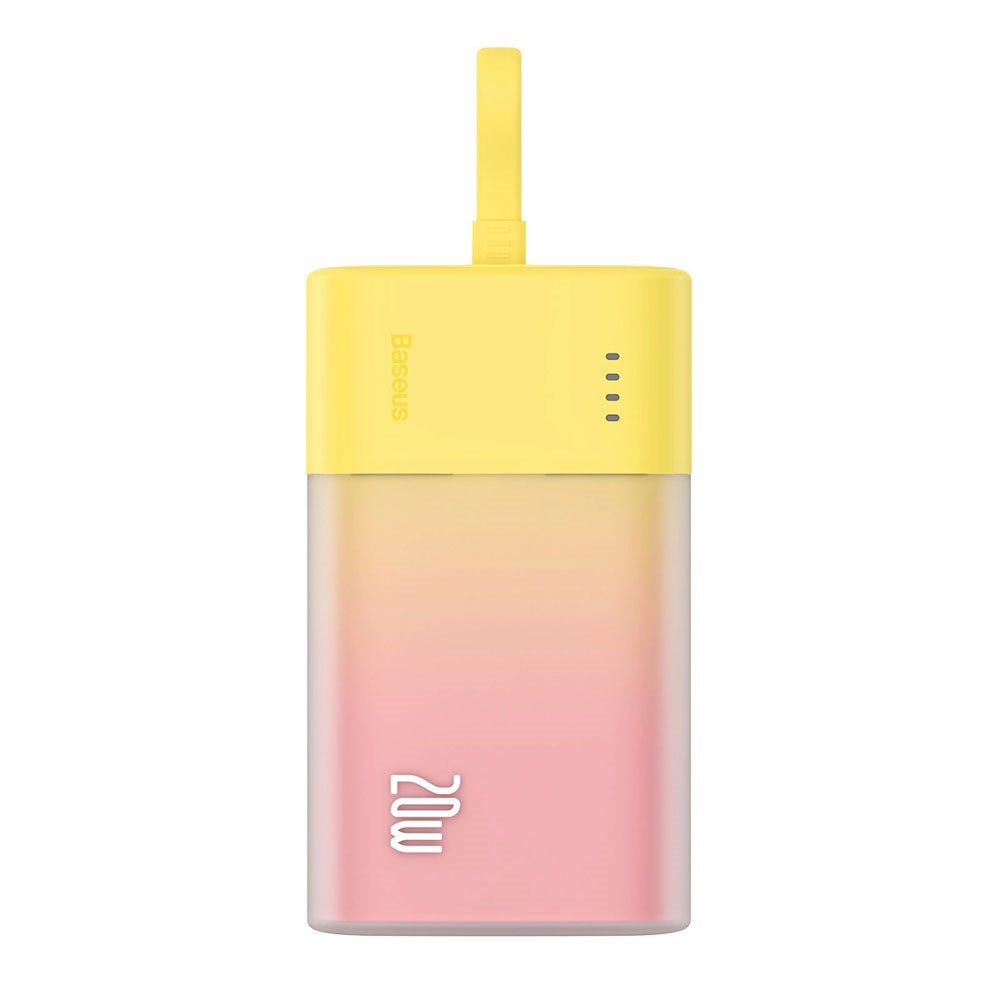 Baseus Popsicle Powerbank - 5200mAh - 20W - Integreret Lightning Kabel - Lyserød / Gul
