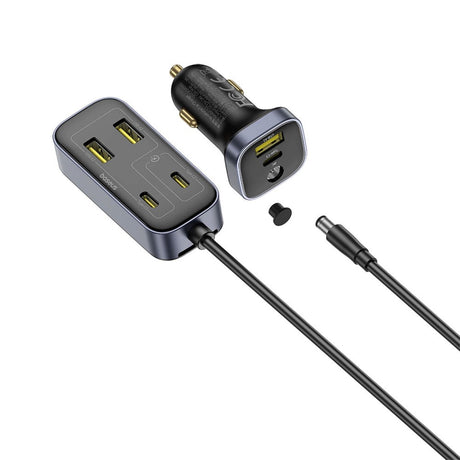 Baseus Multifunktionel Biloplader - 110W -  3 x USB-A - 3 x USB-C - 1.5m - Sort