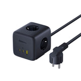 Baseus 67W Stikdåse med 3 x Schuko - 2 USB-C - 1 x USB-A - 1.5m - Grå