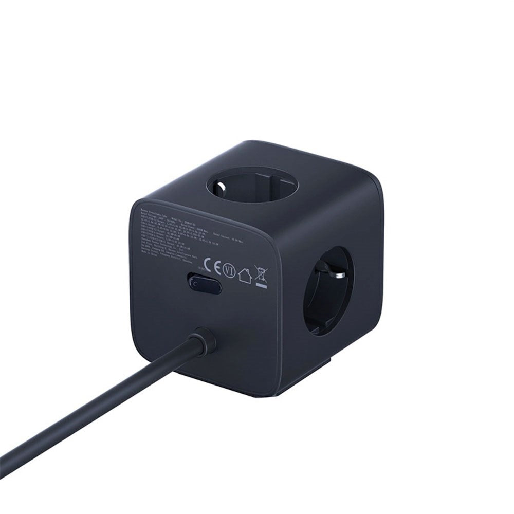 Baseus 67W Stikdåse med 3 x Schuko - 2 USB-C - 1 x USB-A - 1.5m - Grå