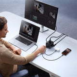Baseus 67W Stikdåse med 3 x Schuko - 2 USB-C - 1 x USB-A - 1.5m - Grå